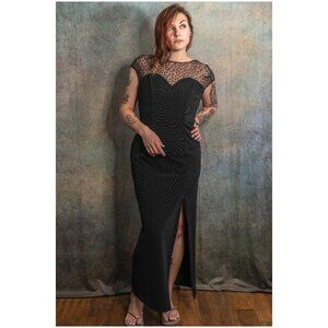 Vintage Dave & Johnny Black Sequin Mesh Formal Dress - 7/8